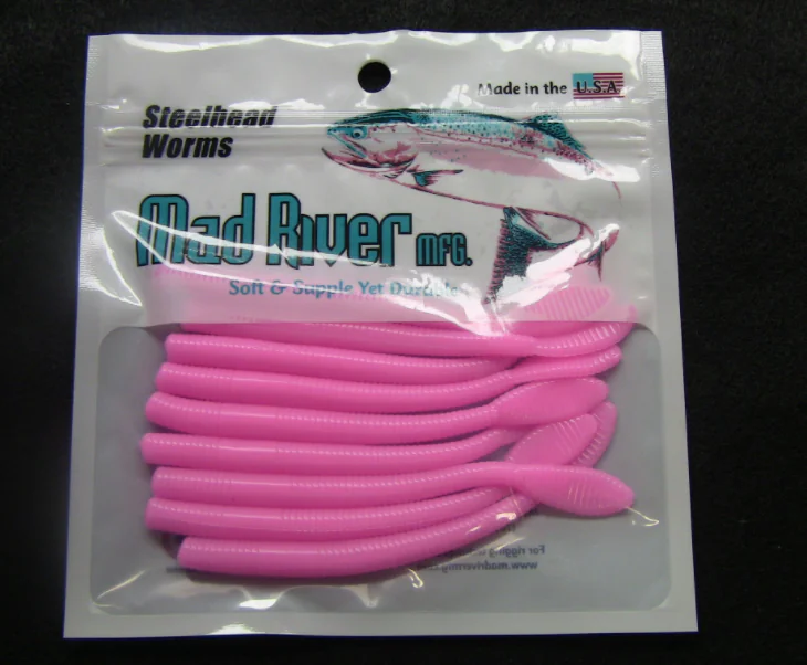 Mad River Steelhead Worms Single - 4" Unscented - Bubble Gum