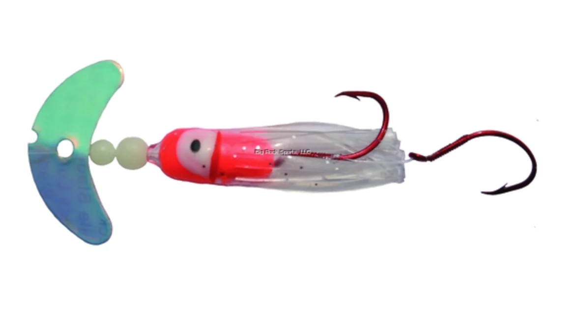 MACK'S SMILE BLADE KOKANEE HOOCHIE uv glo burst red