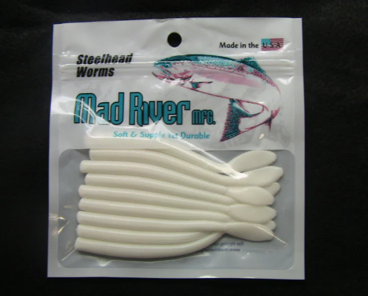Mad River Steelhead Worms Single - 4" Unscented - Pearl Skein