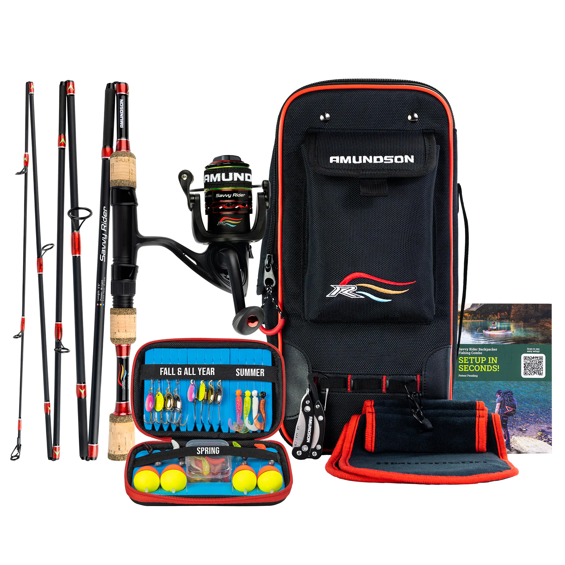 Amundson Savvy Rider Backpacker Fishing Combo Kit